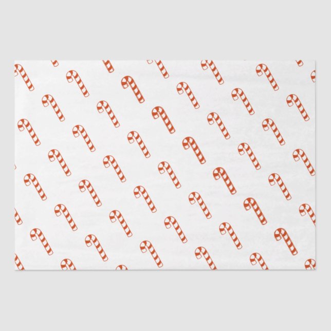 Seda Papel Tecido - Canas de Doces com Striping Vermelh (Frente )