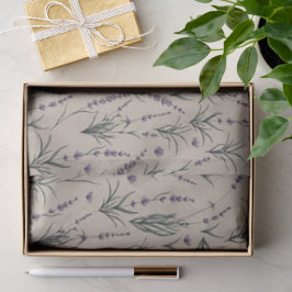 Seda Papel Tecido com Estampa Botânica de Lavanda