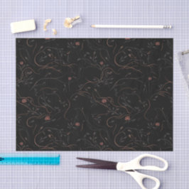 Seda Papel Tecido com Estampa Floral Escura em Arte de