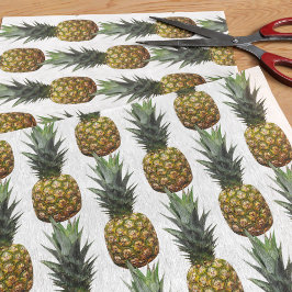 Seda Papel Tecido com Padrão de Abacaxi Tropical