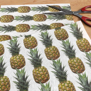 Seda Papel Tecido com Padrão de Abacaxi Tropical