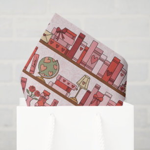 Seda Papel Tecido com Padrão de Amante de Livros Desenh