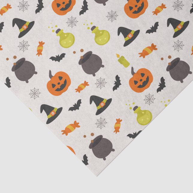 Seda Papel Tecido com Padrão de Halloween Fofo (Detalhes)