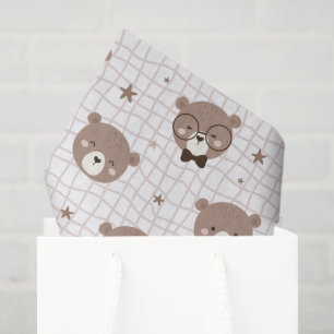 Seda Papel Tecido com Padrão de Urso de Desenho Animado