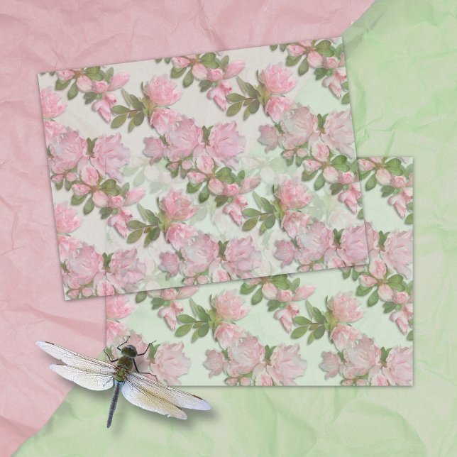 Seda Papel Tecido com Padrão Floral de Azaléias Rosa (Criador carregado)