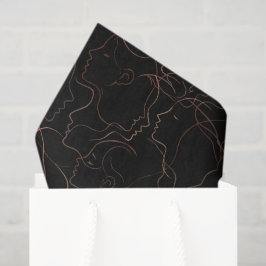 Seda Papel Tecido com Rostos de Arte de Linha Minimalis