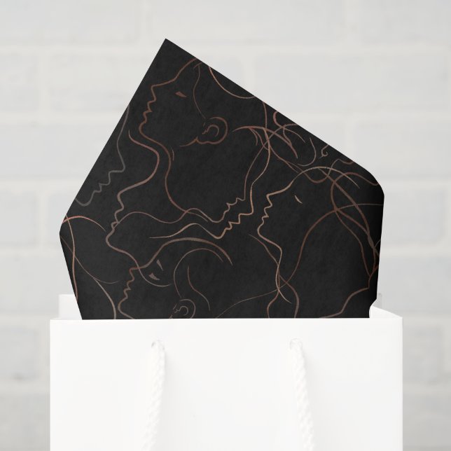 Seda Papel Tecido com Rostos de Arte de Linha Minimalis (Sacola de presentes)