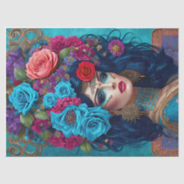 Seda Papel Tecido Cortado das Flores Modernas de Decoup