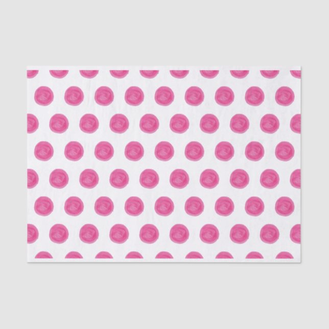Seda Papel Tecido das Bolinhas de Aquarela Rosa (Frente )