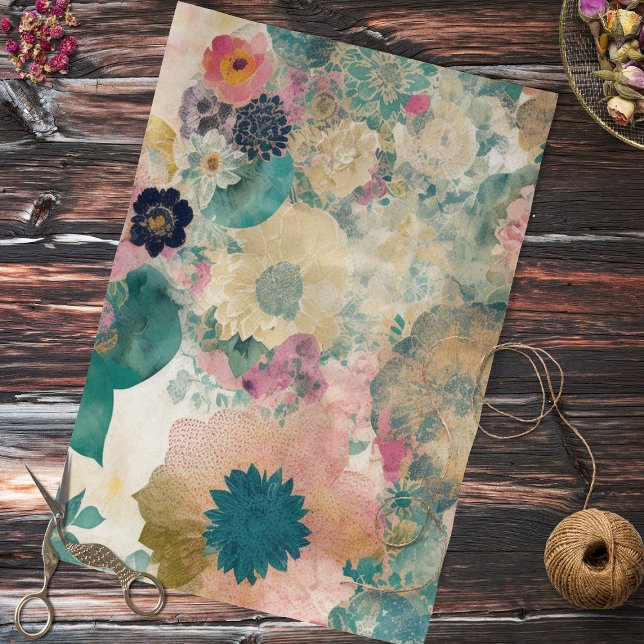 Seda Papel Tecido de Colagem Floral abstrato (Criador carregado)