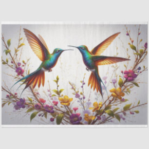 Seda Papel Tecido de Decoupage da Fauna Floral Hummingb
