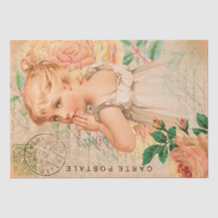 Seda Papel Tecido de Decoupage da Vintage Baby Girl