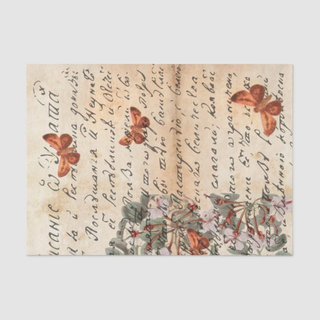 Seda Papel Tecido de Decoupage de Borboleta Marrom (Frente )