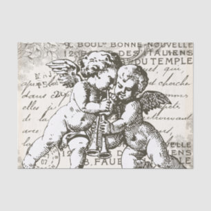 Seda Papel Tecido de Decoupage de Cherub - Vintage Fran