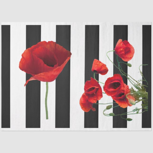 Seda Papel Tecido de Decoupage de Flor Vermelho 3D (Frente )