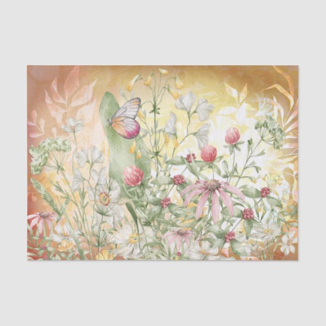 Seda Papel Tecido de Decoupage de Jardim Floral (Frente )