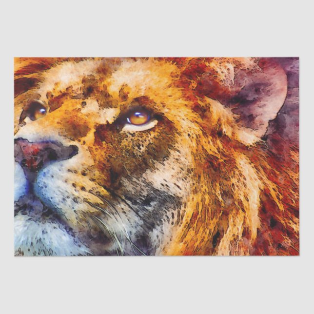 Seda Papel Tecido de Decoupage de Leão Artístico (Frente )
