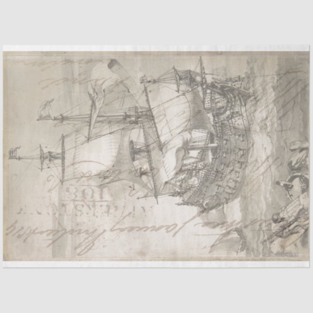 Seda Papel Tecido de Decoupage de Mobiliário Náutico (Frente )