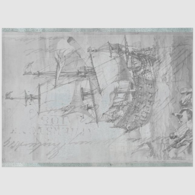 Seda Papel Tecido de Decoupage de Mobiliário Náutico (Frente )