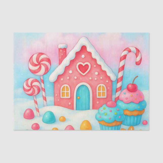 Seda Papel Tecido de Decoupage de Natal em Candyland (Frente )
