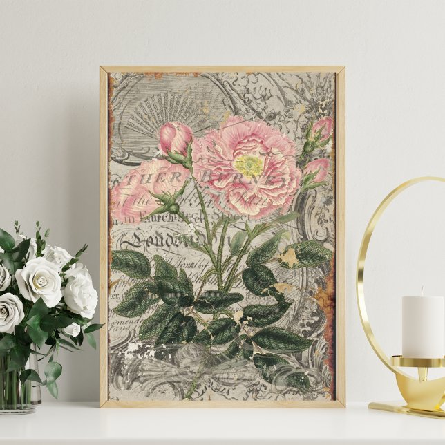 Seda Papel Tecido De Decoupage De Rosa De Pó Cremoso (Criador carregado)