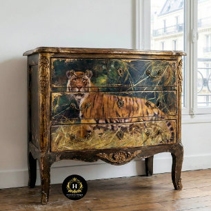 Seda Papel Tecido de Decoupage do Tigre Vintage