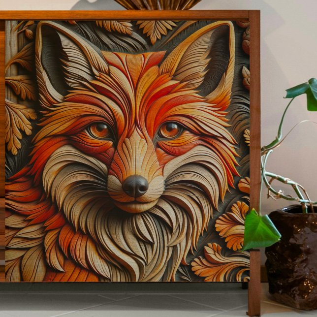 Seda Papel Tecido de Decoupage Fox de Madeira (Criador carregado)