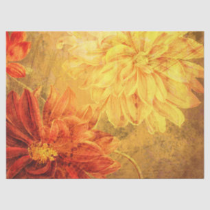 Seda Papel Tecido de Decoupage Laranja Grunge Floral