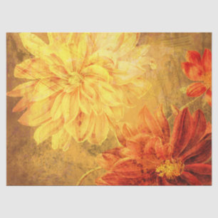 Seda Papel Tecido de Decoupage Laranja Grunge Floral