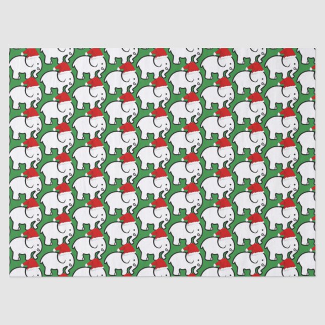 Seda Papel Tecido de Elefante Branco com Chapéu de Papa (Frente )