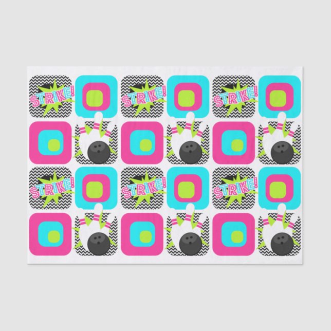 Seda Papel Tecido de Embraiamento de Boliche Neon Chevr (Frente )