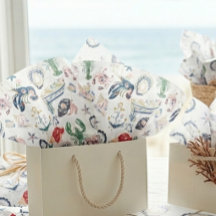Papel Tecido de Estampa Costeira Seaside Soirée