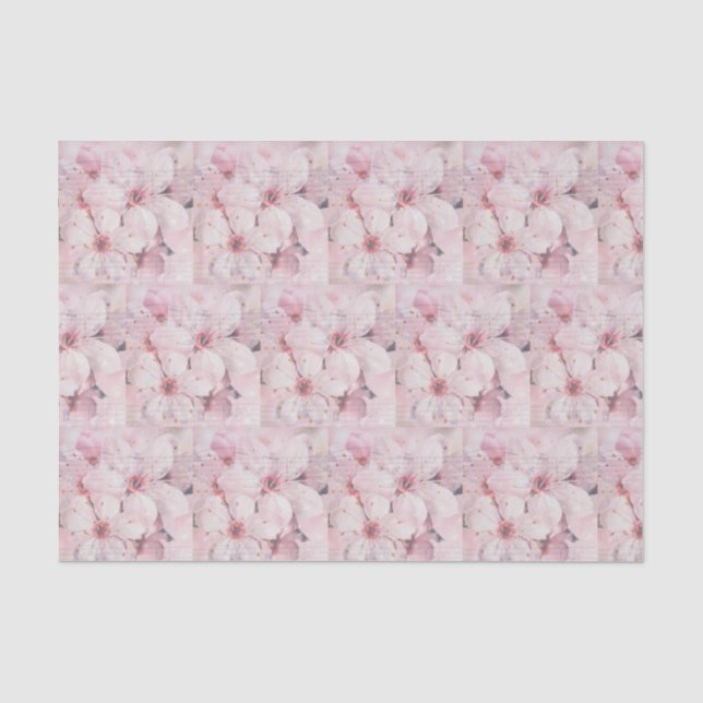 Seda Papel Tecido de Flores de Cerejeira e Notas Musica (Frente )