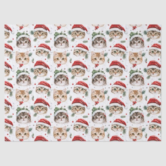 Seda Papel Tecido de Gato de Natal (Frente )