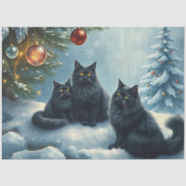 Seda Papel Tecido de Gatos de Natal Fofo
