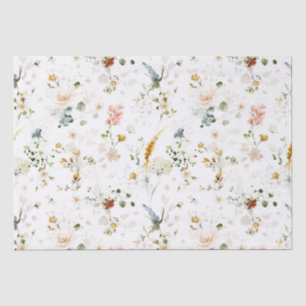 Seda Papel Tecido de Jardim de Flores Silvestres em Aqu