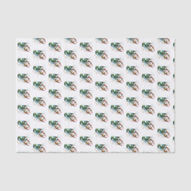 Seda Papel Tecido de Lagosta de Aquarela (Frente )