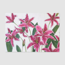 Papel Tecido de Lírios Rosa Elegantes