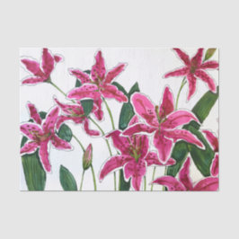 Seda Papel Tecido de Lírios Rosa Elegantes