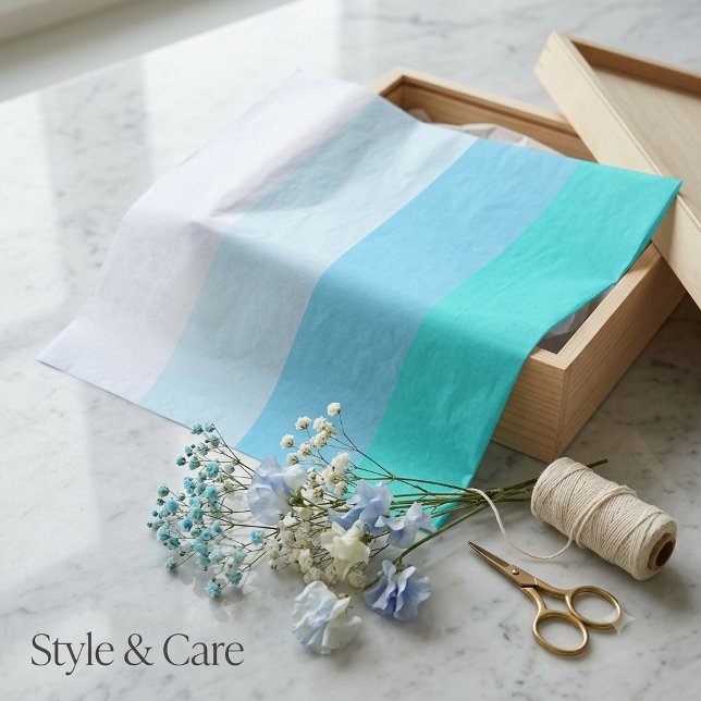 Seda Papel Tecido de Listra Azul Mista para Qualquer Oc (Mixed Blue Stripe Tissue Paper for Any Occasion)
