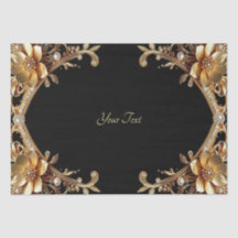 Papel Tecido de Moldura Dourada Elegante
