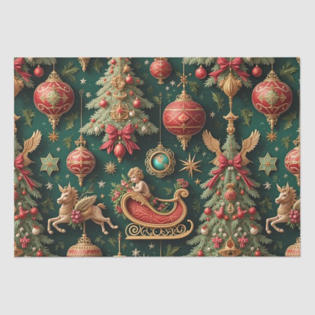 Seda Papel Tecido de Natal Barroco (Frente )