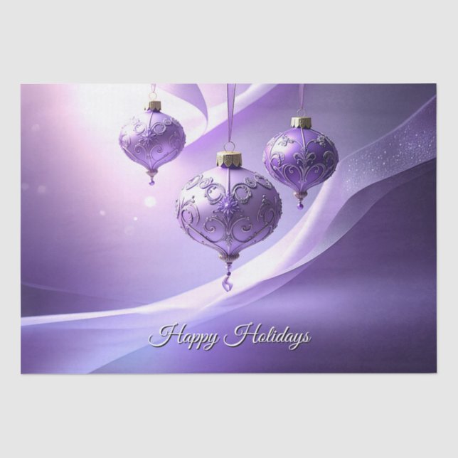 Seda Papel Tecido de Natal Bola de Natal Roxa (Frente )