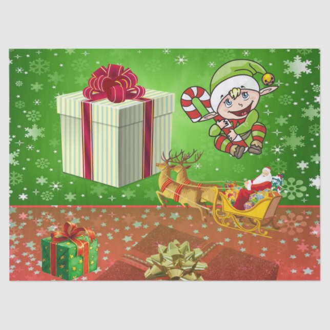 Seda Papel Tecido de Natal, Elf (Frente )