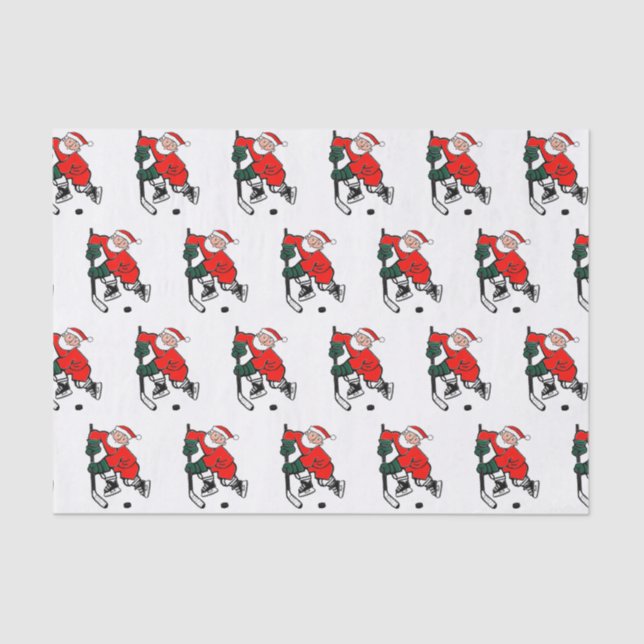 Seda Papel Tecido de Natal Hockey (Frente )