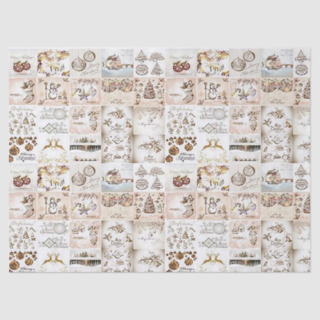 Seda Papel Tecido de Natal, Natais vintages (Frente )