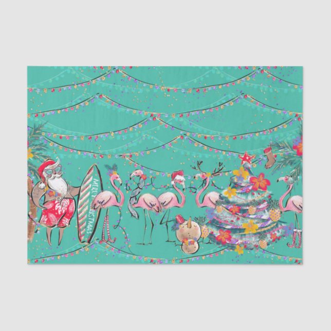 Seda Papel Tecido de Natal sobre Férias Tropicais (Frente )