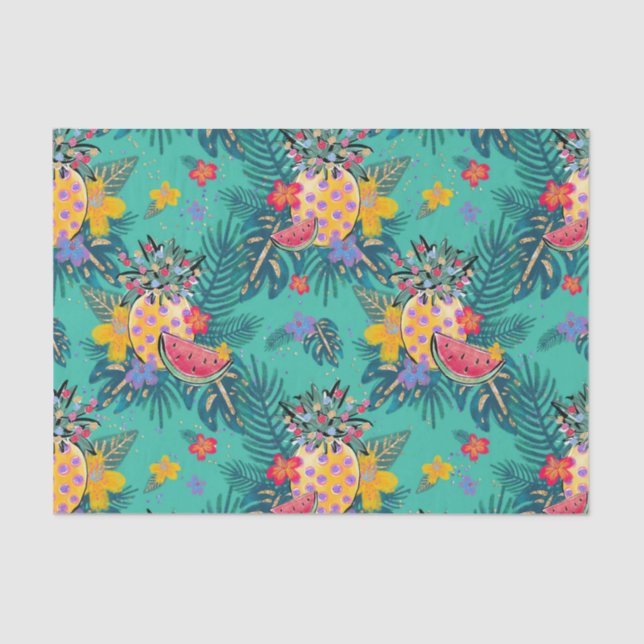 Seda Papel Tecido de Natal sobre Férias Tropicais (Frente )