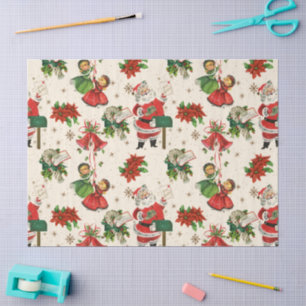 Seda Papel Tecido de Natal Tesouros Retro
