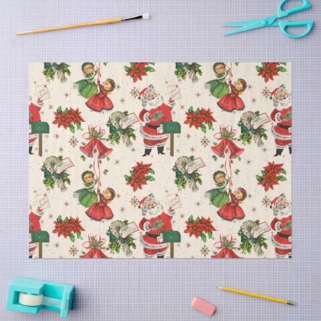 Seda Papel Tecido de Natal Tesouros Retro (Arte )